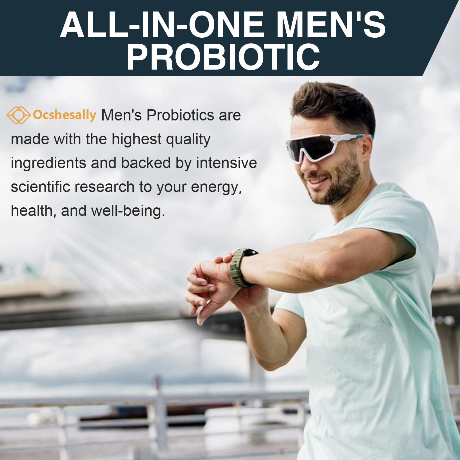 Ocshesally Probiotics for Men – 500B CFU, 12 Strains, 120 Capsules