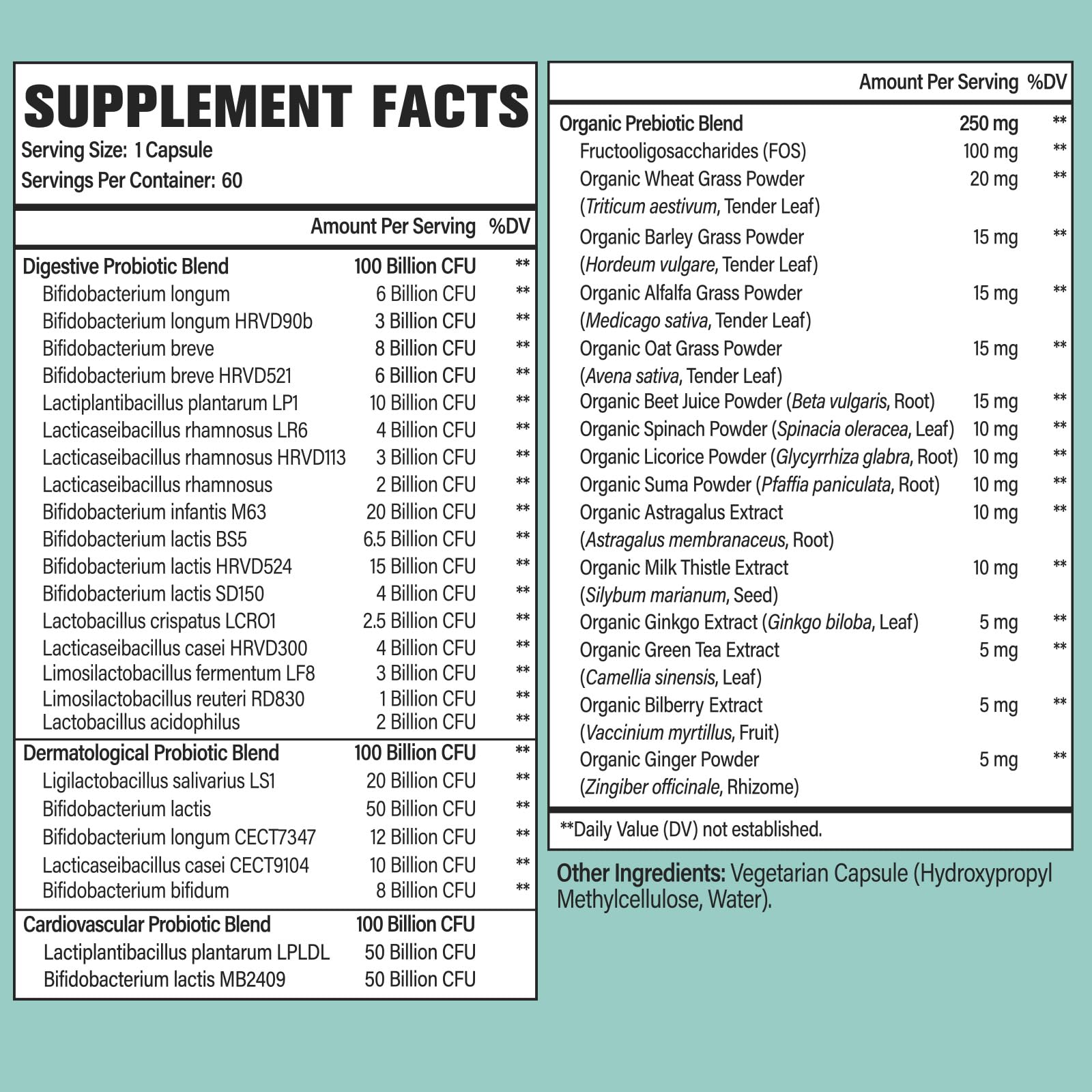 Probiotics for Women and Men – 300B CFU, 24 Strains + 15 Organic Herbs (2 Month Supply)