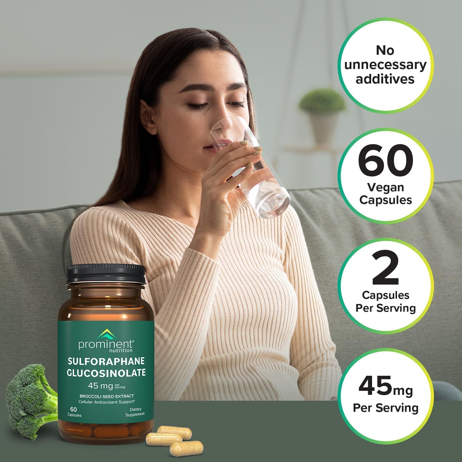 Prominent Nutrition Sulforaphane Glucosinolate Supplement 45 mg - 30 Day Supply, 1 Pack