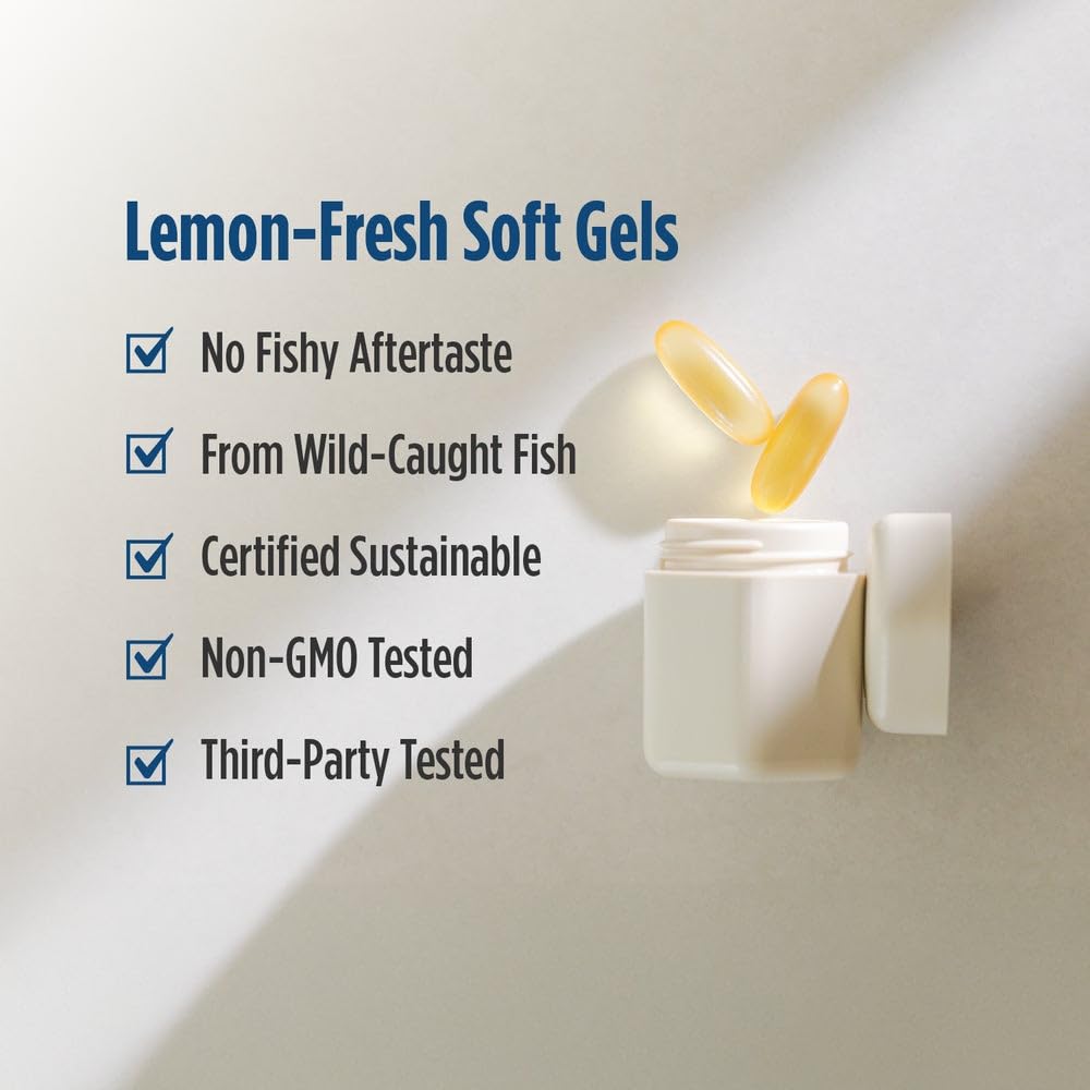 Nordic Naturals ProOmega Lemon Flavor — 120 Soft Gels, 1280 mg Omega-3 (EPA & DHA) for Heart, Brain & Immune Health