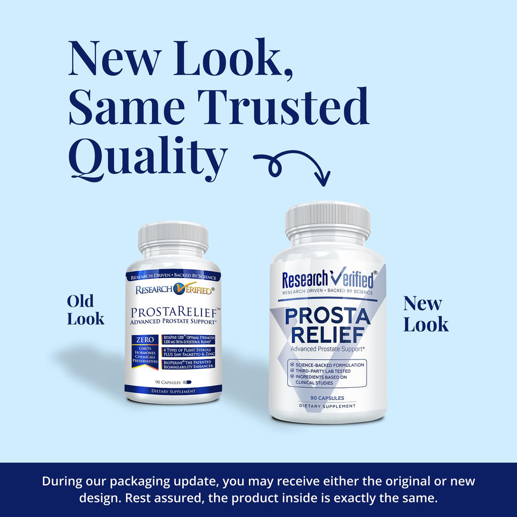 Research Verified Prosta Relief - Saw Palmetto & Bioperine - Prostate, Bladder & Urinary Health - 90 Capsules (Pack of 2)