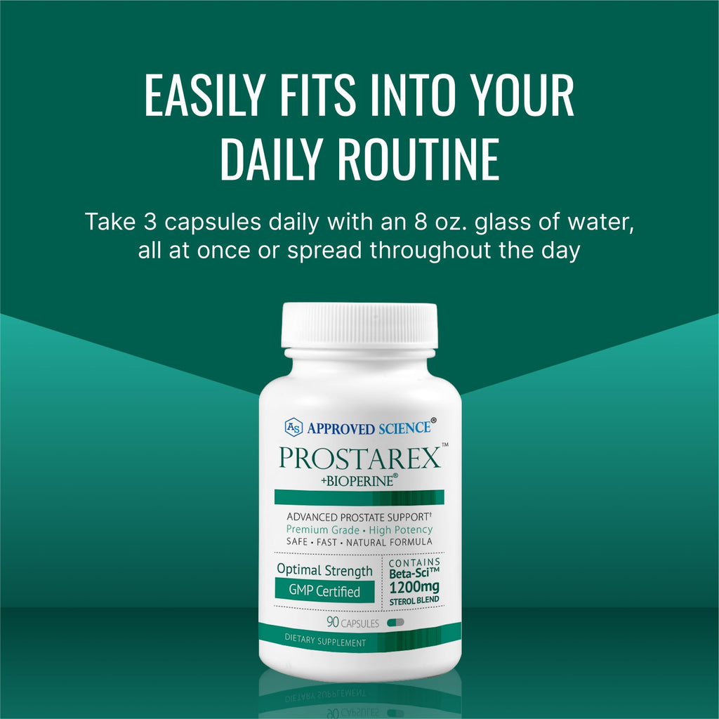 Approved Science Prostarex – Prostate Supplement with Saw Palmetto, 1200mg Beta-Sitosterol, Bioperine – 270 Capsules (3 Month Supply)