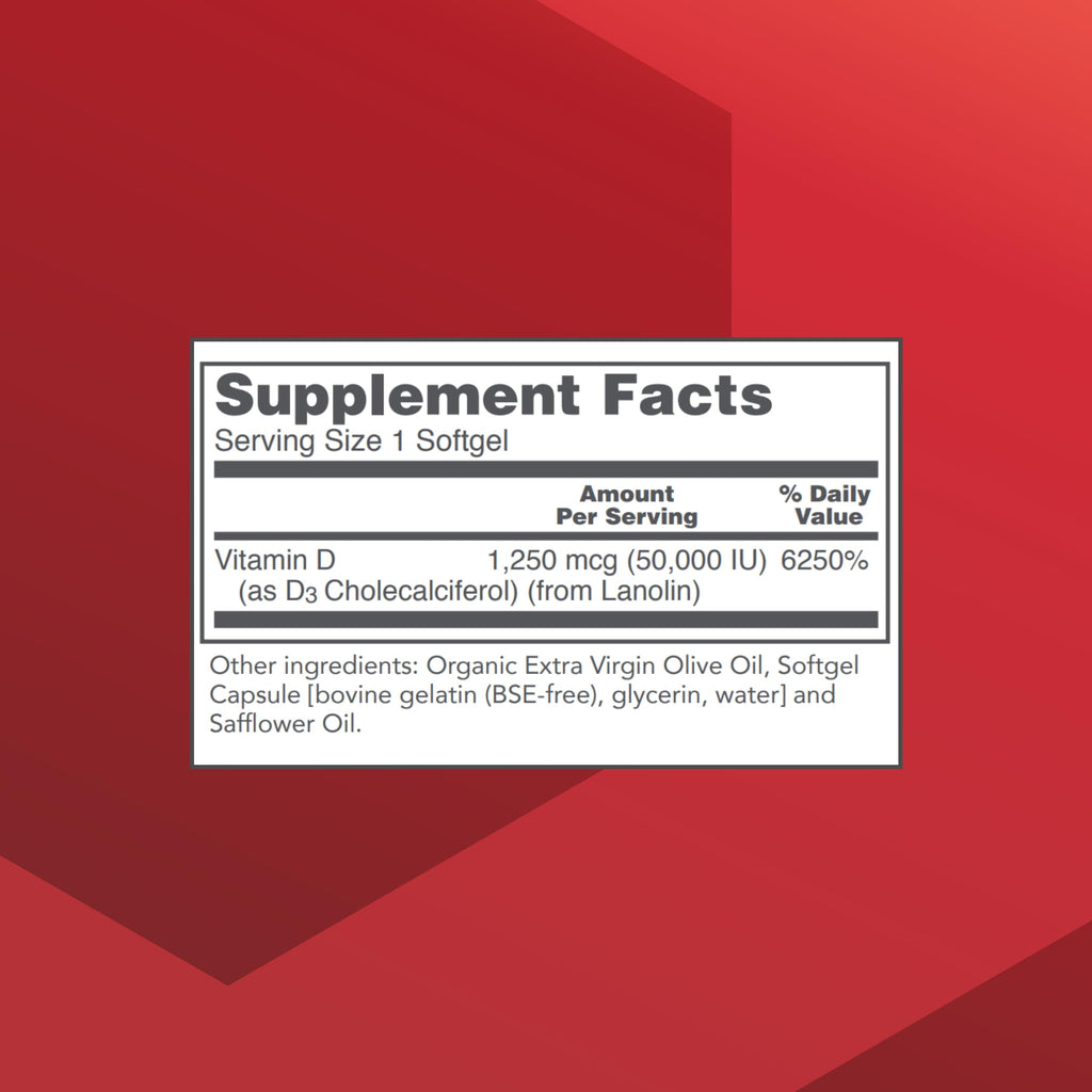 Protocol For Life Balance Vitamin D3 50,000 IU – Immune & Bone Health (50 Softgels)