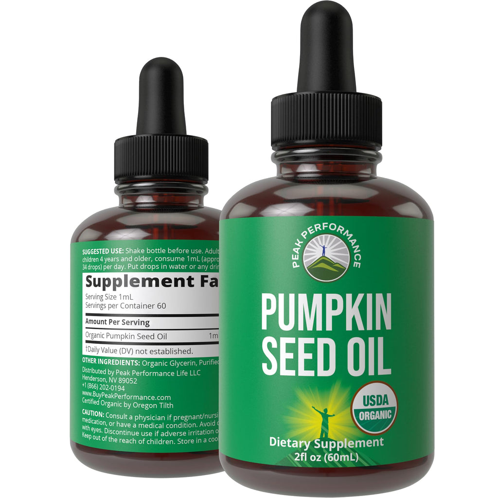 Pumpkin Seed Oil Drops – USDA Organic, Vegan, Gluten Free | Hair & Skin Health, Prostate Support