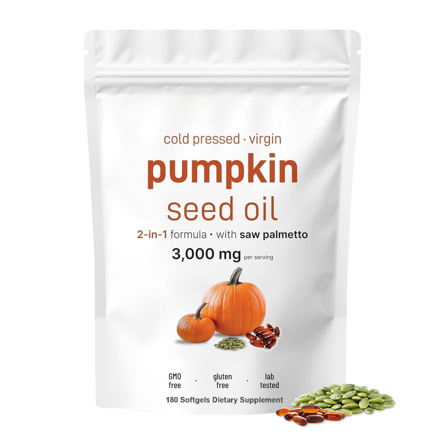 Pumpkin Seed Oil with Saw Palmetto 3000mg – 180 Softgels – Cold Pressed
