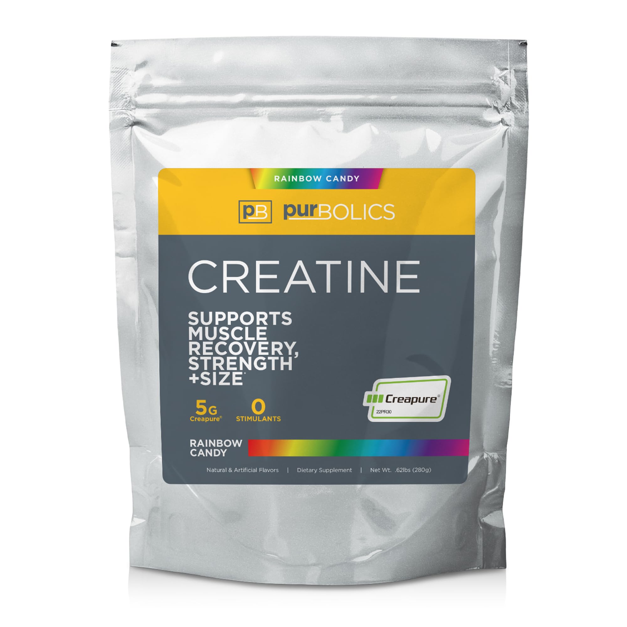 Purbolics Creapure Creatine Monohydrate Micronized 5 g – Rainbow Candy, 50 Servings per Pack (Pack of 2) | Elevate Workout Performance