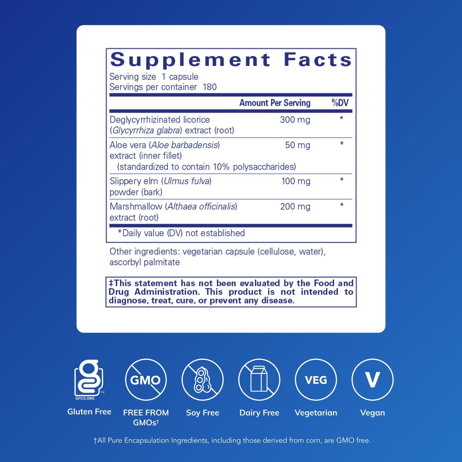 Pure Encapsulations DGL Plus – Vegan Gut Health Support, 180 Capsules