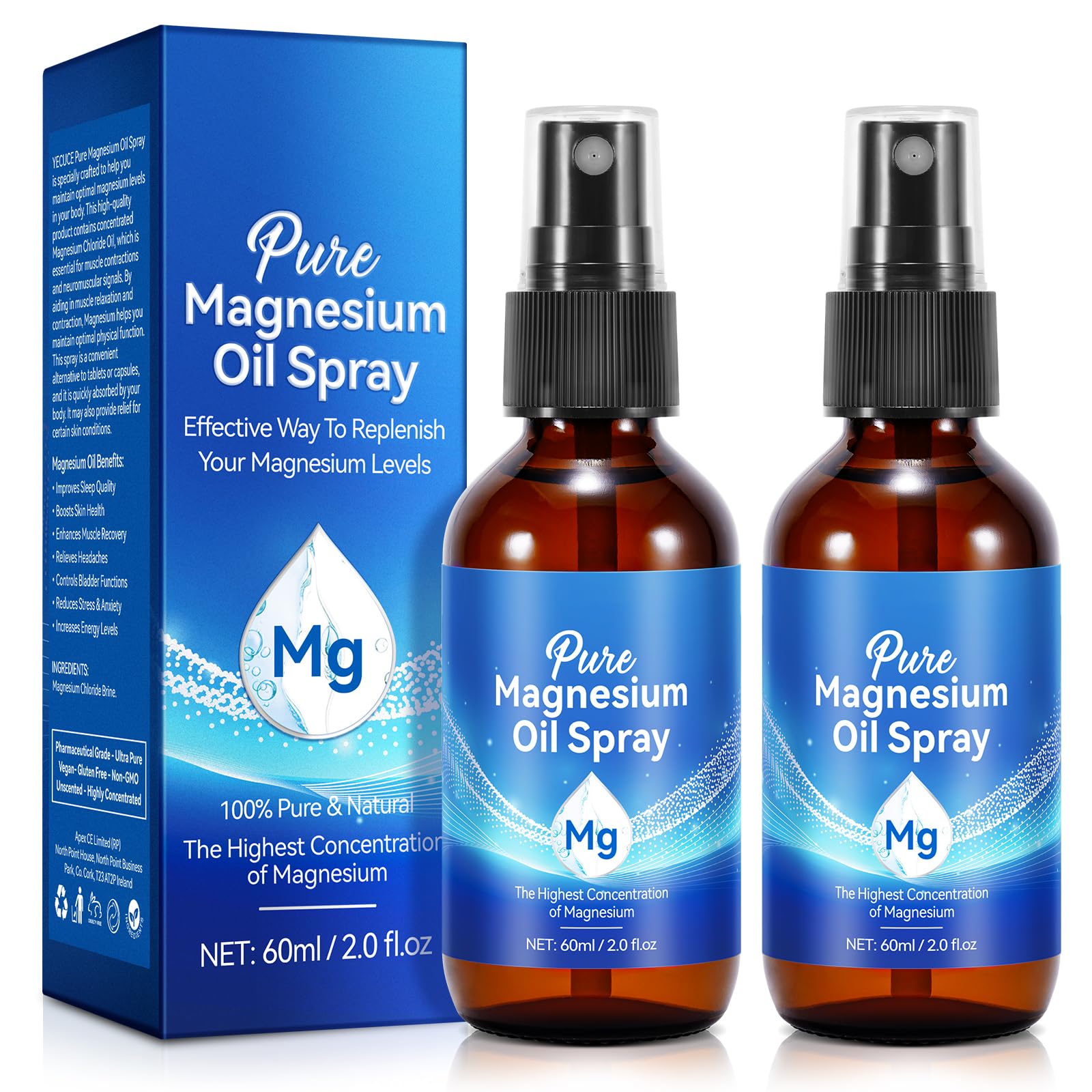 Pure Magnesium Oil Spray - Concentrated Magnesium Chloride, 4 oz