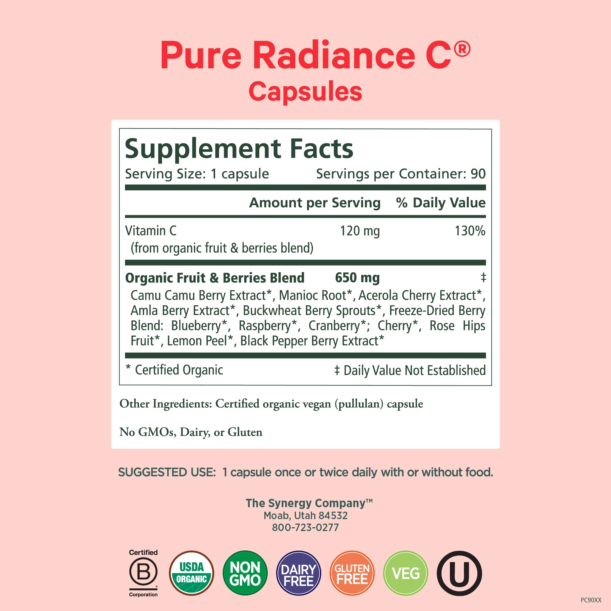 Pure Radiance C – Organic Vitamin C Capsules (90 Count) | Whole Food Vitamin C from Camu Camu & Acerola