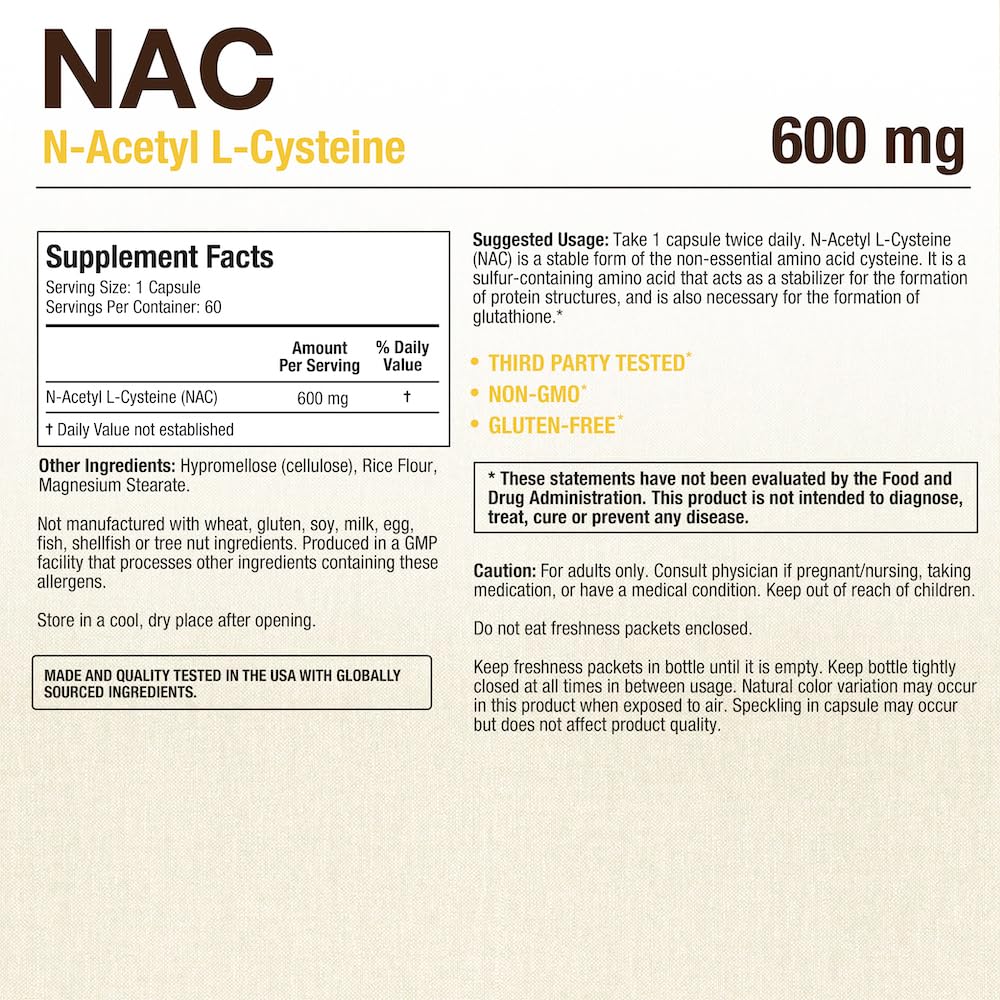 Puregen Labs NAC 600mg - Immune, Respiratory & Liver Support - 60 Veggie Capsules