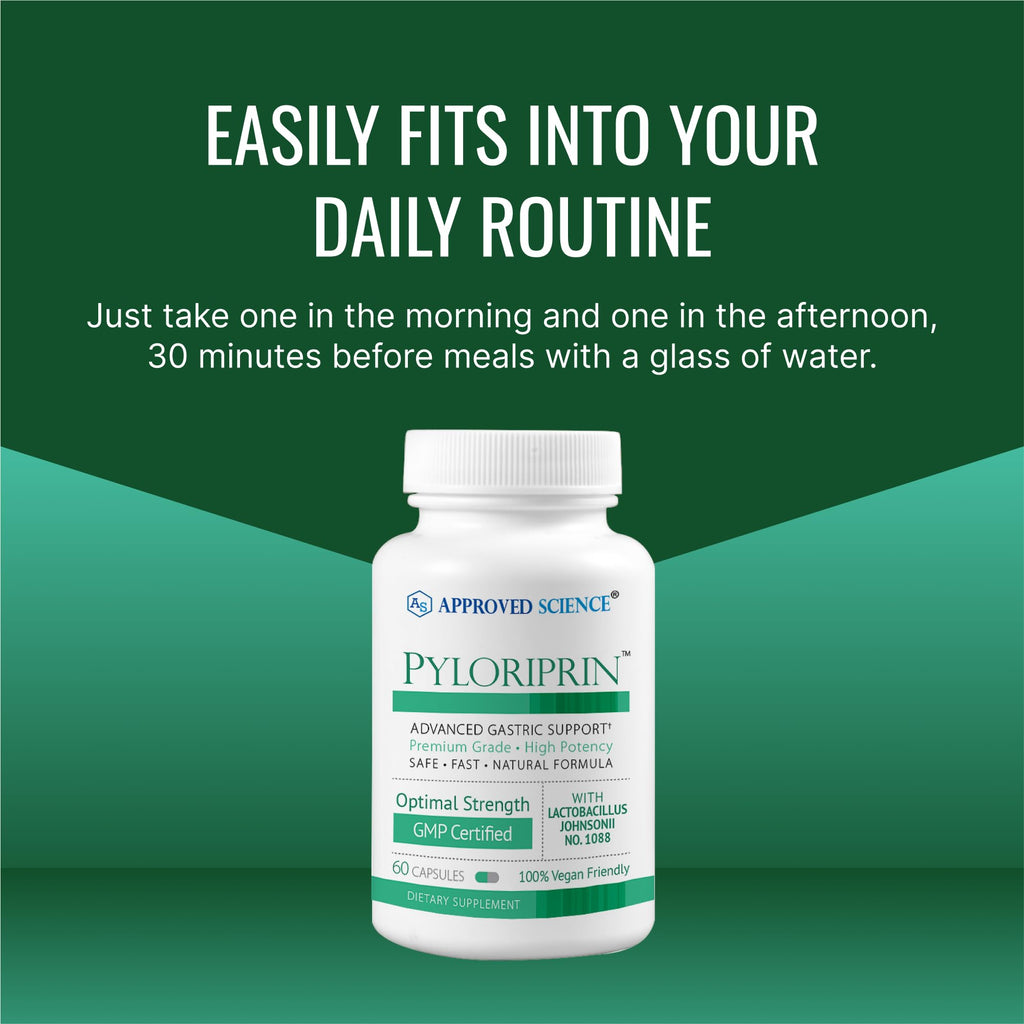 Approved Science Pyloriprin - Advanced Digestive Support for a Healthy Stomach (180 Vegan Capsules)