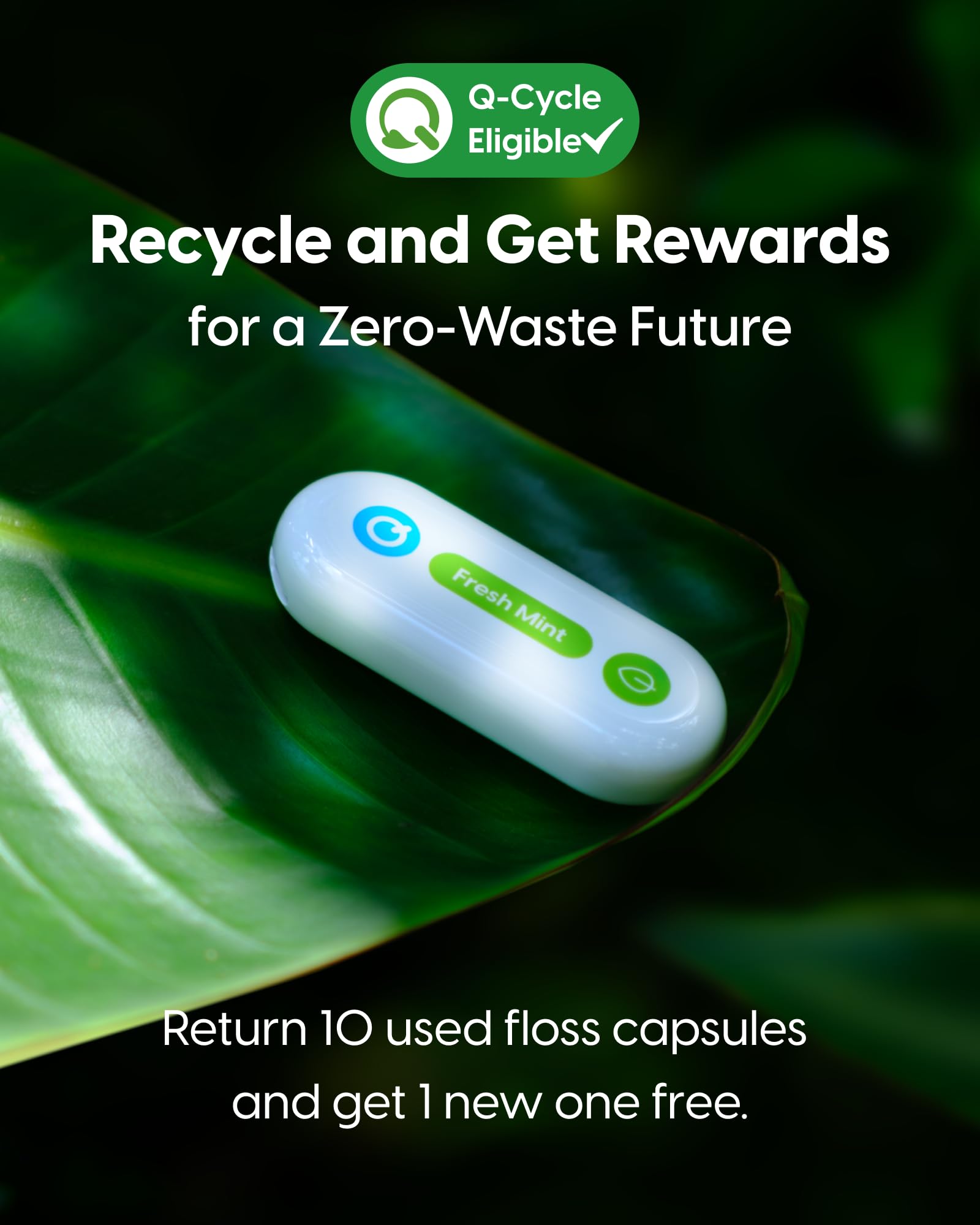 QicoBay Refill Floss Capsule for C1S Flosser – 90 Uses, PFAS-Free, Zero Waste (Unflavored) 3-Pack