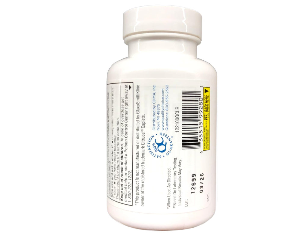 Quality Choice Fiber Therapy - Methylcellulose 500 mg, 100 Caplets (Pack of 3)