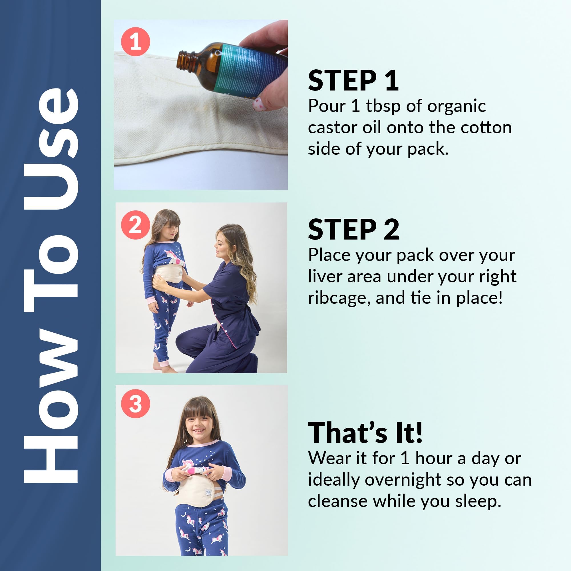 Queen of the Thrones Castor Oil Pack for Kids – Heatless, Less-Mess, Reusable | Organic Cotton Flannel