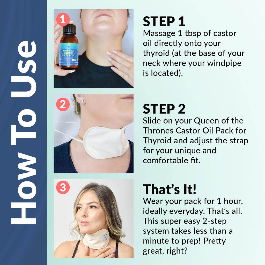 QUEEN OF THE THRONES Castor Oil Pack for Neck – Reusable, Organic Cotton Flannel, Castor Oil Included