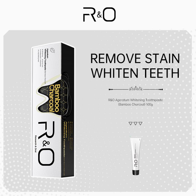 R&O Ageratum Whitening Toothpaste with Bamboo Charcoal 3.53 oz | Whitens Teeth, Reduces Plaque, Fresh Breath