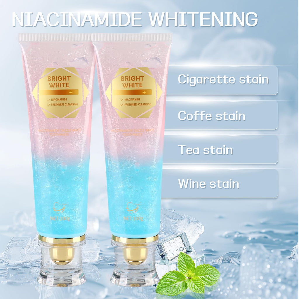 2PCS Radiant Whitening Toothpaste with Niacinamide – Deep Cleaning & Whitening