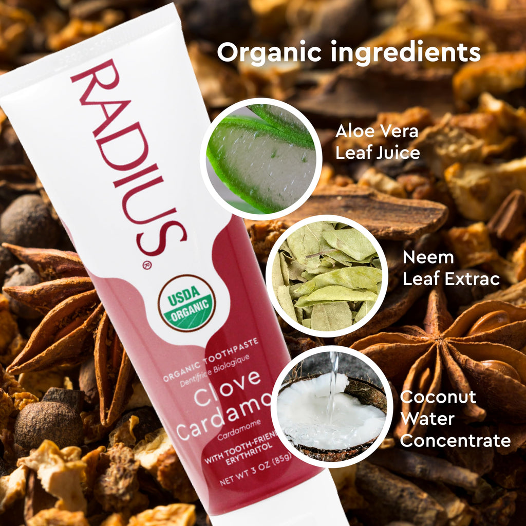 RADIUS USDA Organic Toothpaste 3oz – Clove Cardamom (Pack of 2)