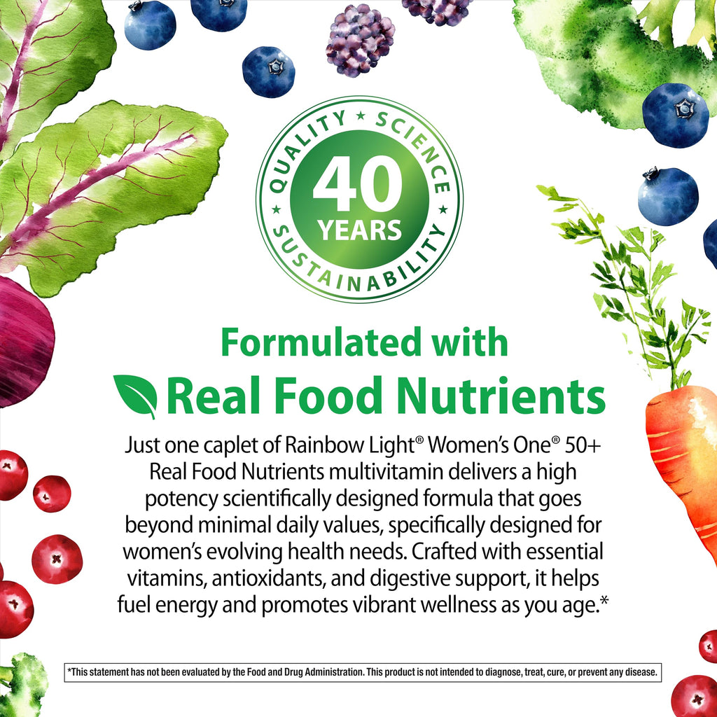 Rainbow Light Women 50+ Multivitamin – Immune Support, Probiotics, Non-GMO, Vegetarian | 60 Tablets