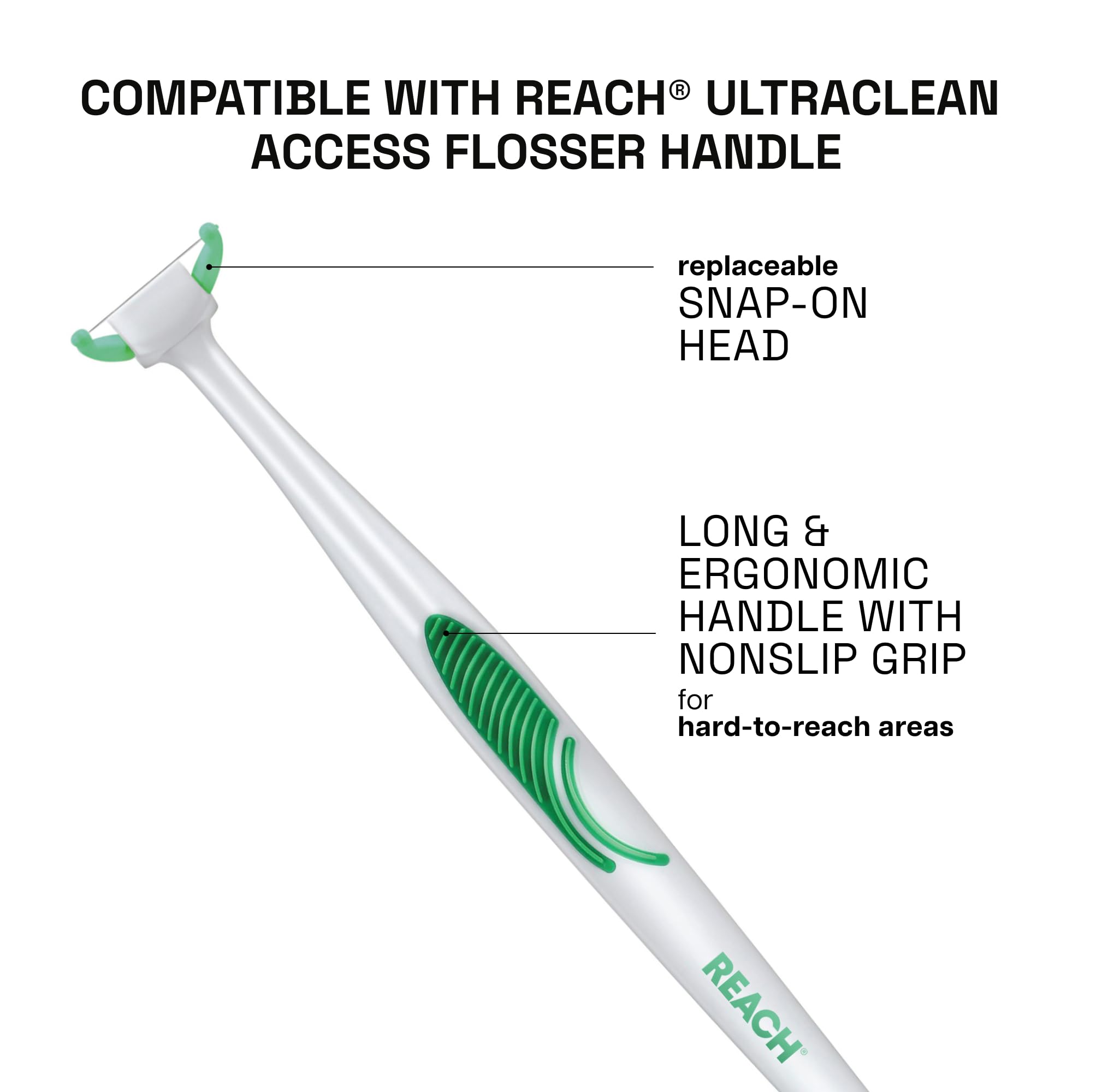 REACH Ultraclean Access Flosser Refill Heads – Mint, Shred-Resistant, PFAS Free, 28 Count (6 Pack)