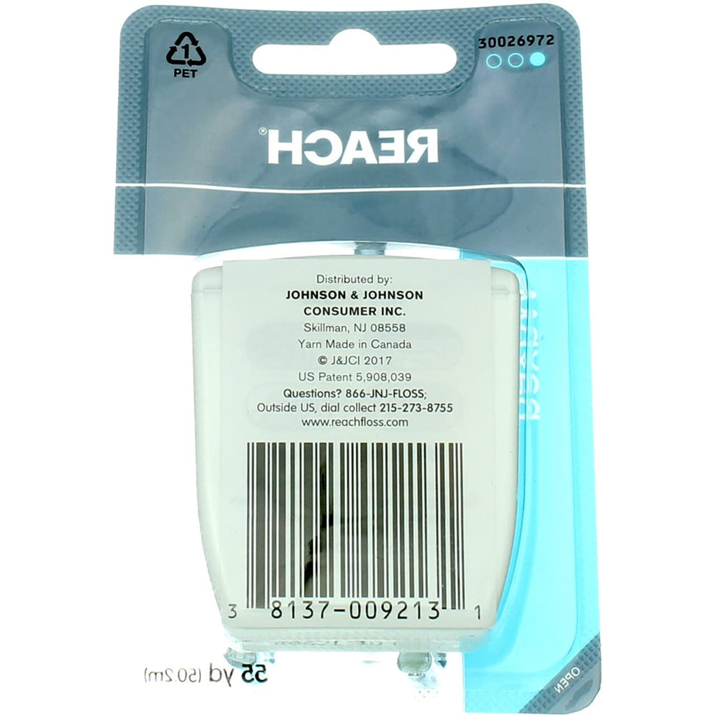 REACH Unflavored Waxed Dental Floss – 55 yds, Pack of 10