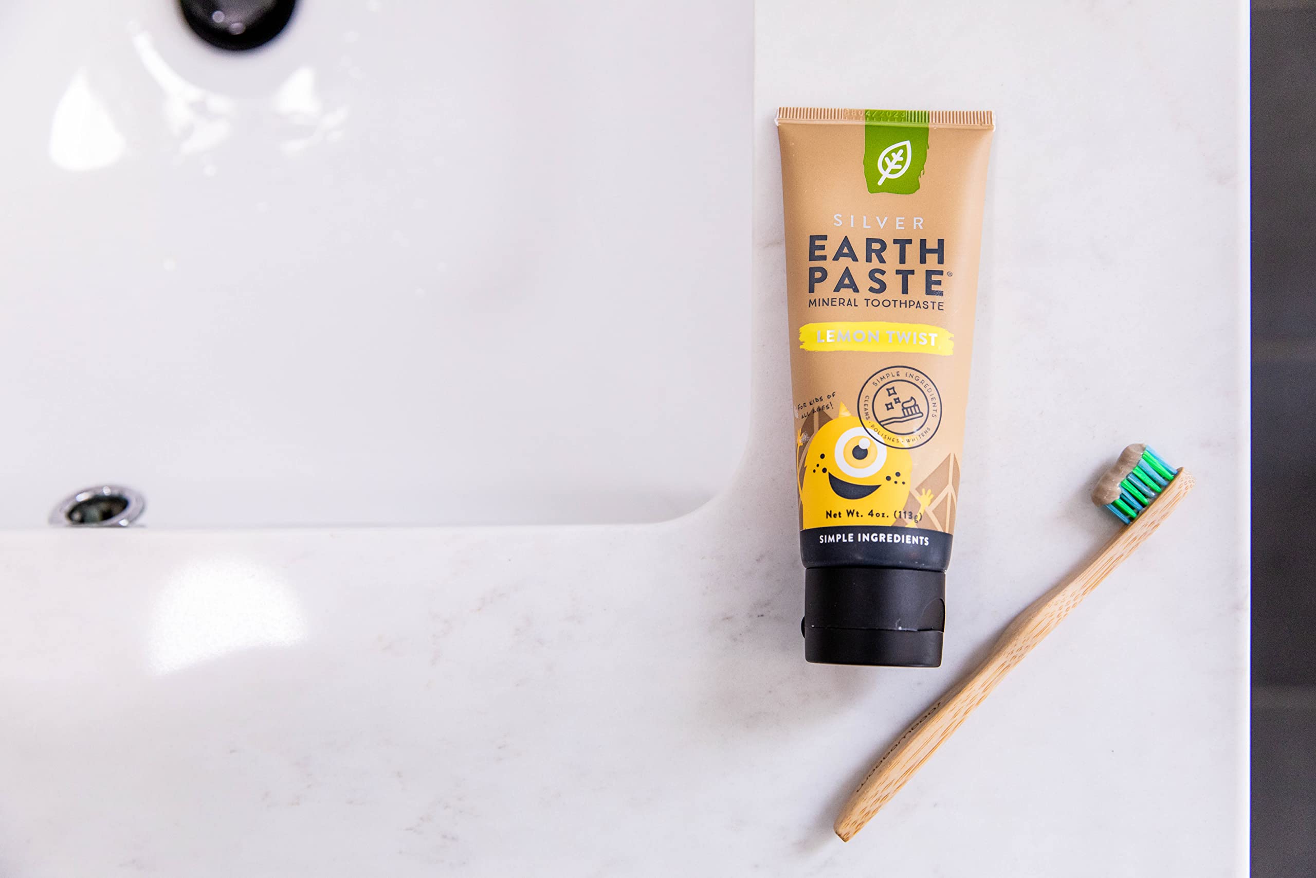 Redmond Earthpaste with Silver – Lemon Twist Natural Non-Fluoride Toothpaste (4 oz) Pack of 2
