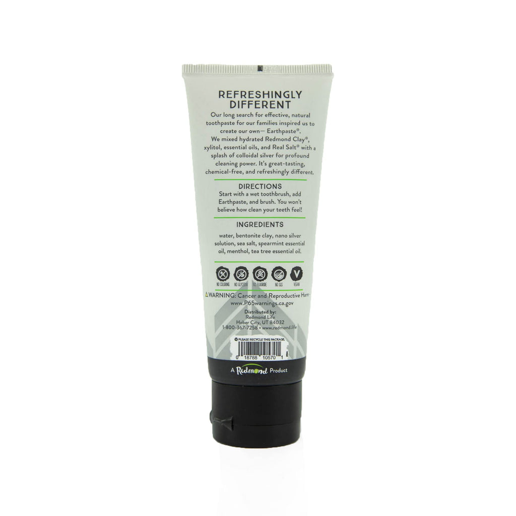 Redmond Earthpaste with Silver – Natural Non-Fluoride Toothpaste, 4 oz Tube (Unsweetened Spearmint)