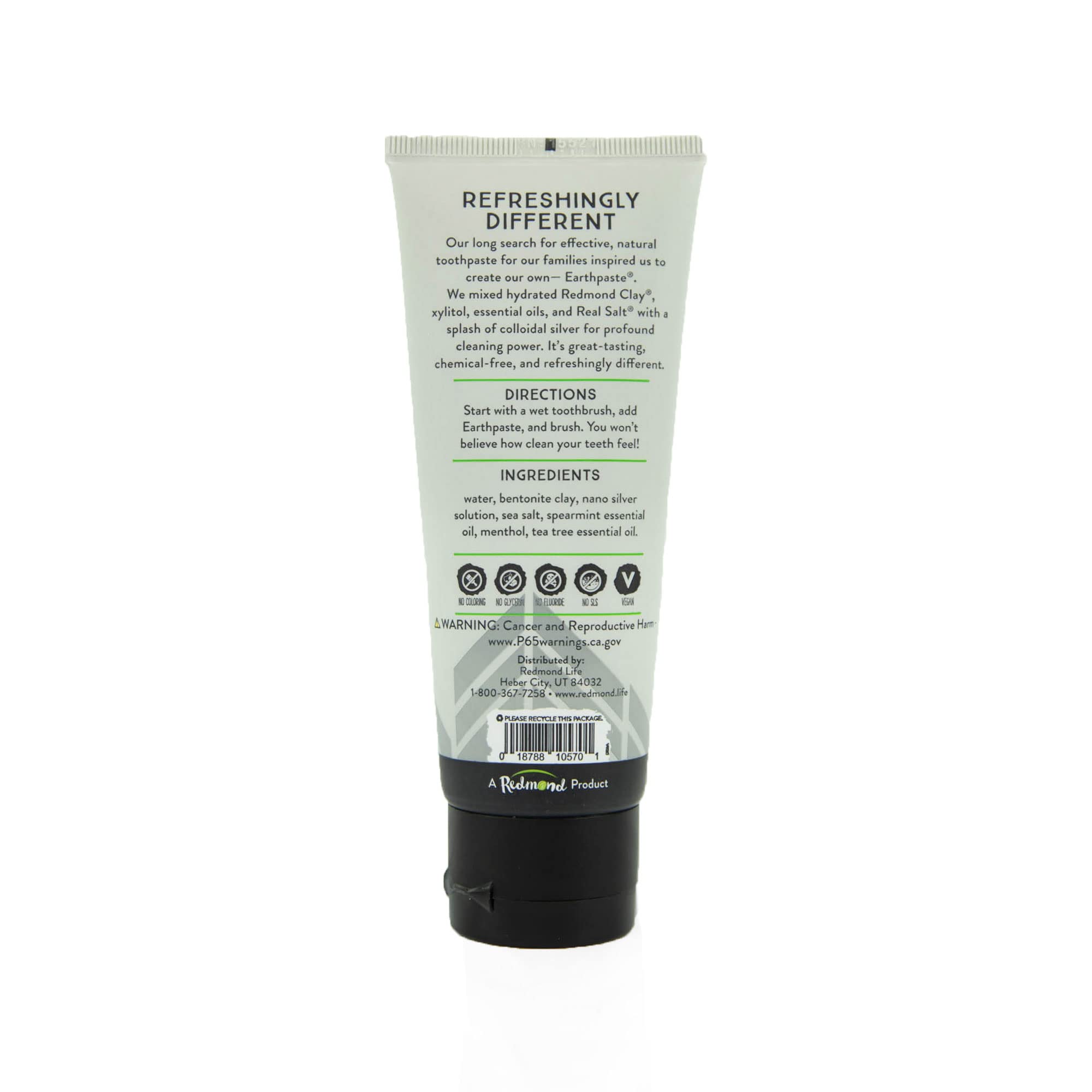 Redmond Earthpaste with Silver – Natural Non-Fluoride Toothpaste, 4 oz Tube (Unsweetened Spearmint)