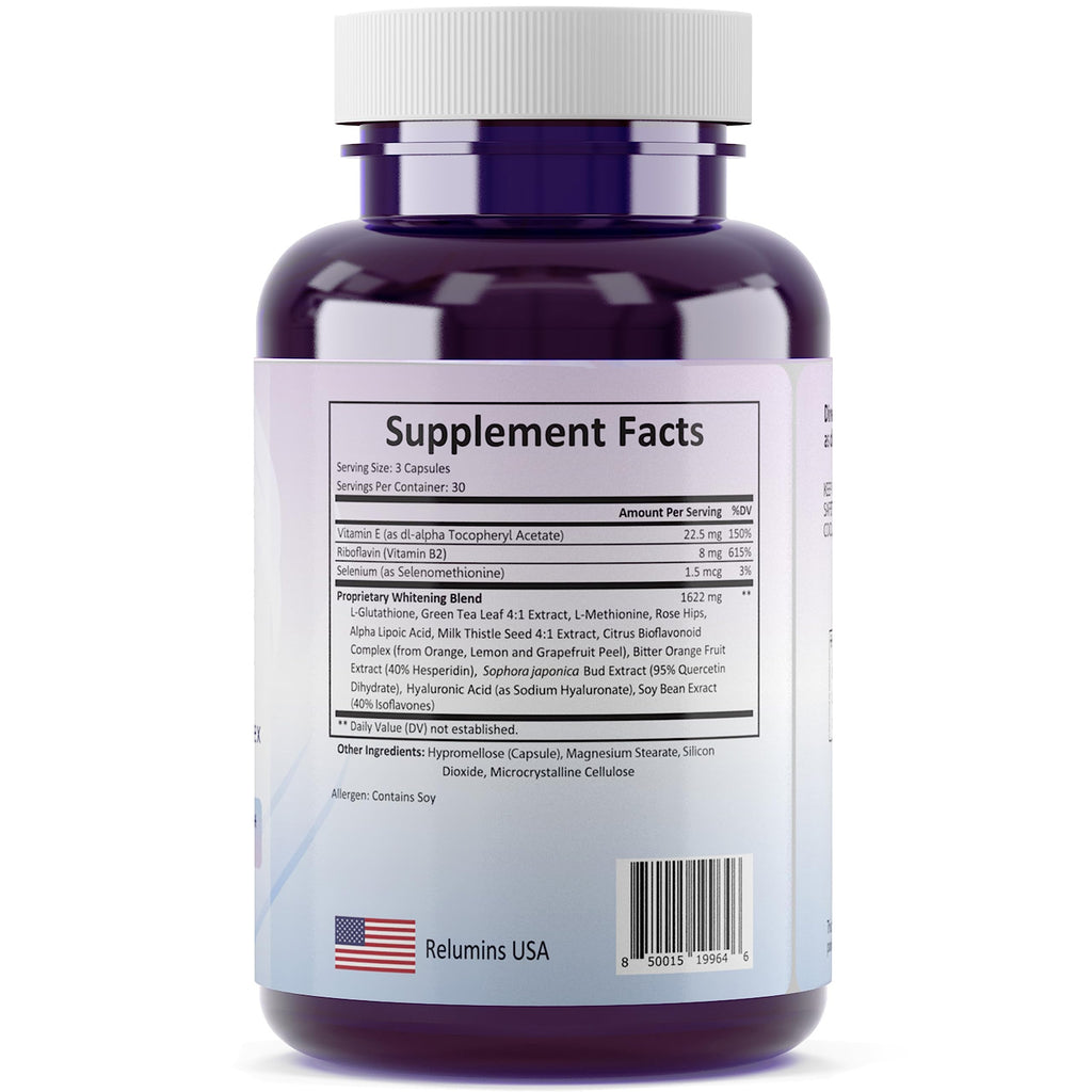 Relumins 1650mg L-Glutathione Complex with HA – 5 Bottles, Made in USA