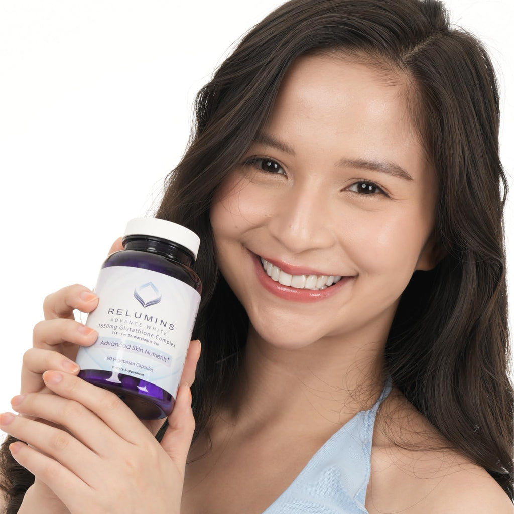Relumins L-Glutathione Complex 1650mg – Antioxidant Support & Skin Health (USA) | 90 Vegetarian Capsules x 2 Bottles