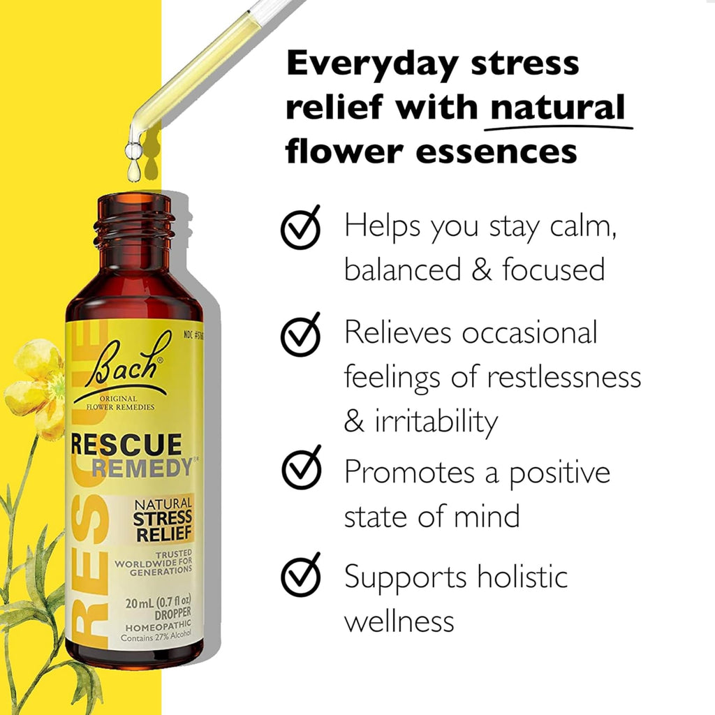 Rescue Remedy Drops 20 mL - Flower-Based Wellness Blend for Daily Care