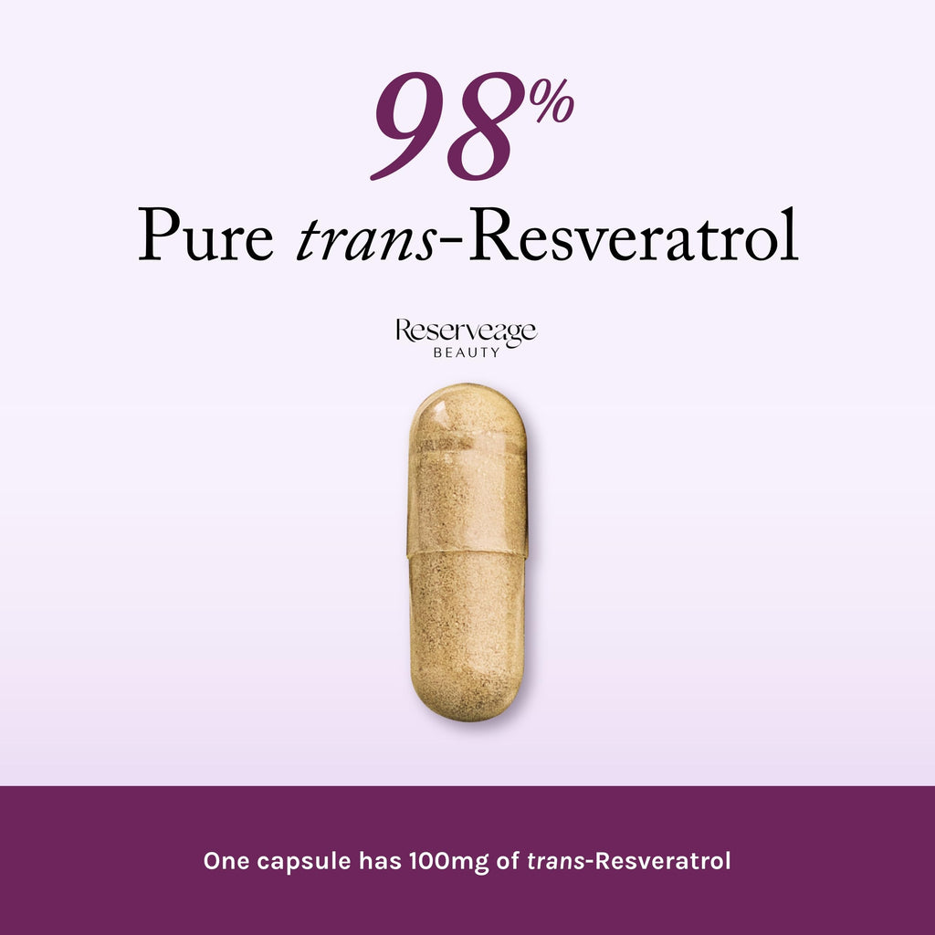 Reserveage Beauty Resveratrol 100 mg – Antioxidant for Heart & Cellular Health | 60 Capsules