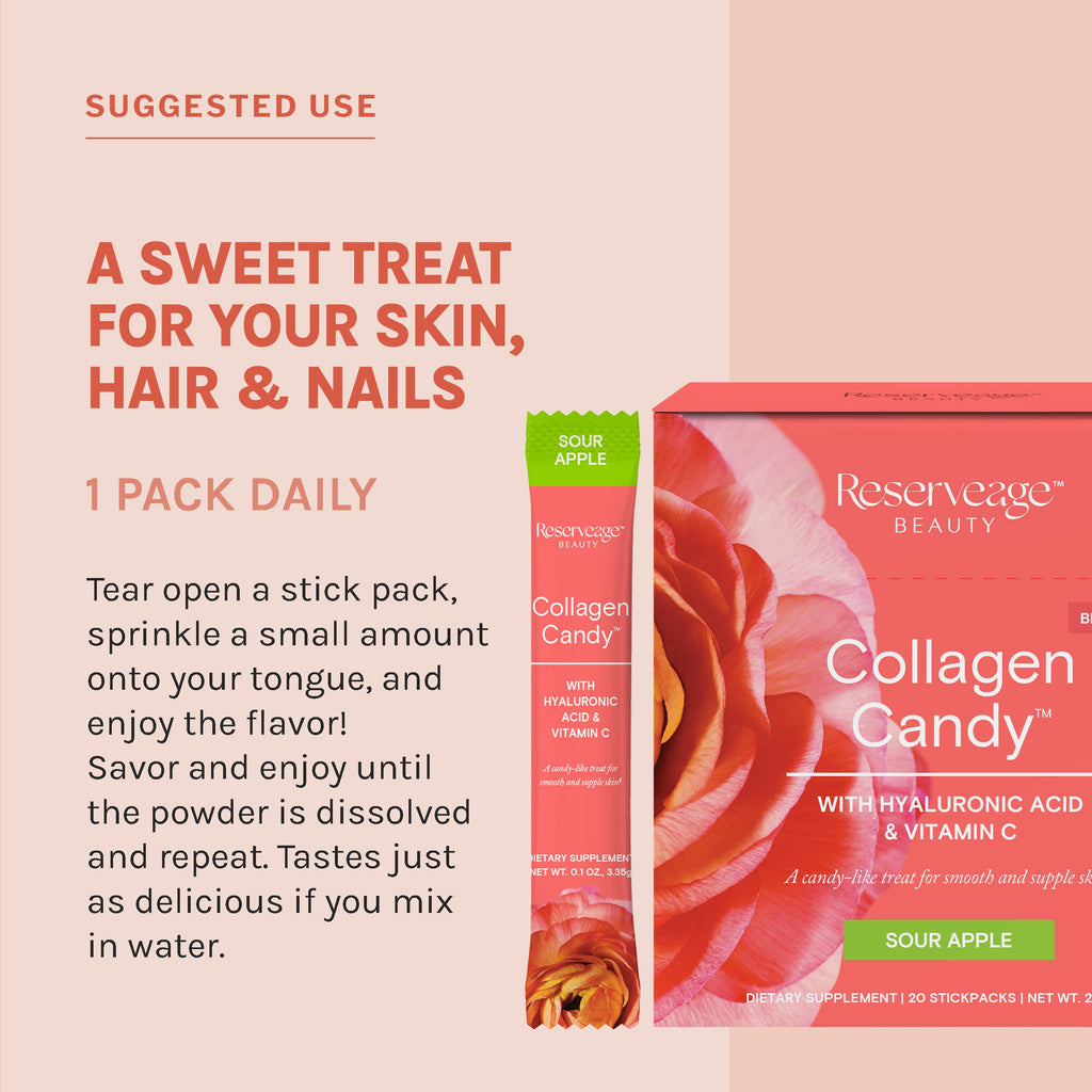 Reserveage Beauty Collagen Candy – Skin, Hair & Nail Support (Sour Apple)