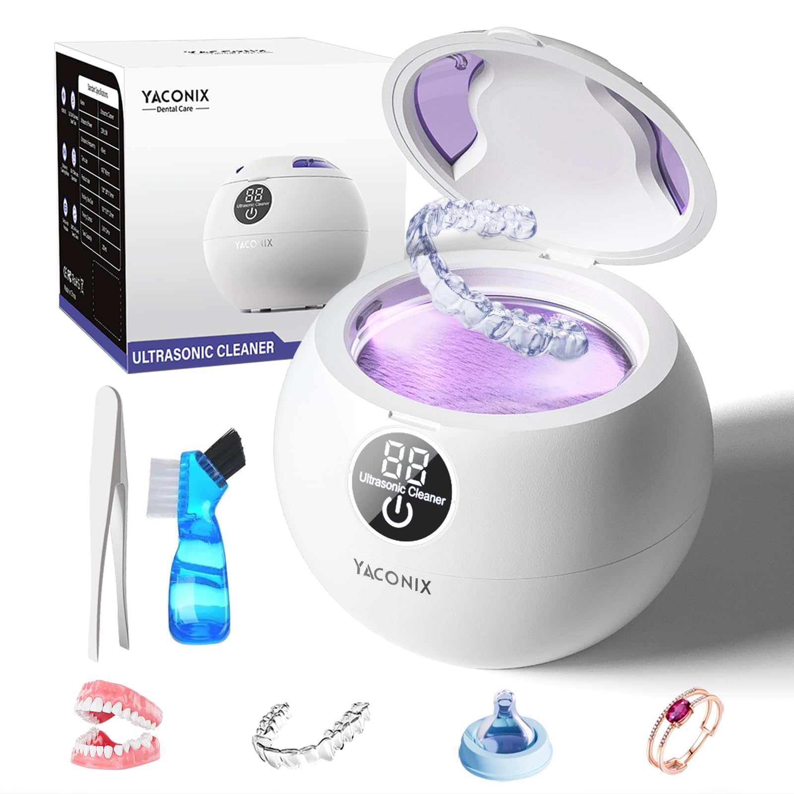 45kHz Ultrasonic Retainer Cleaner Machine – 3 Modes, IPX6 Waterproof, 200ml