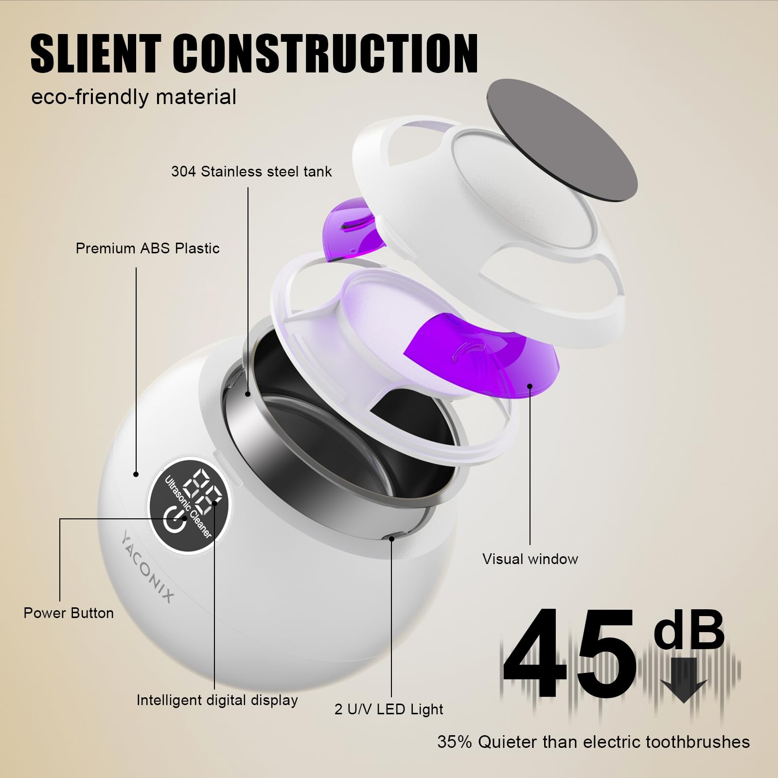 Retainer Cleaner Machine 45kHz Ultrasonic – 200ML, 3 Cleaning Modes