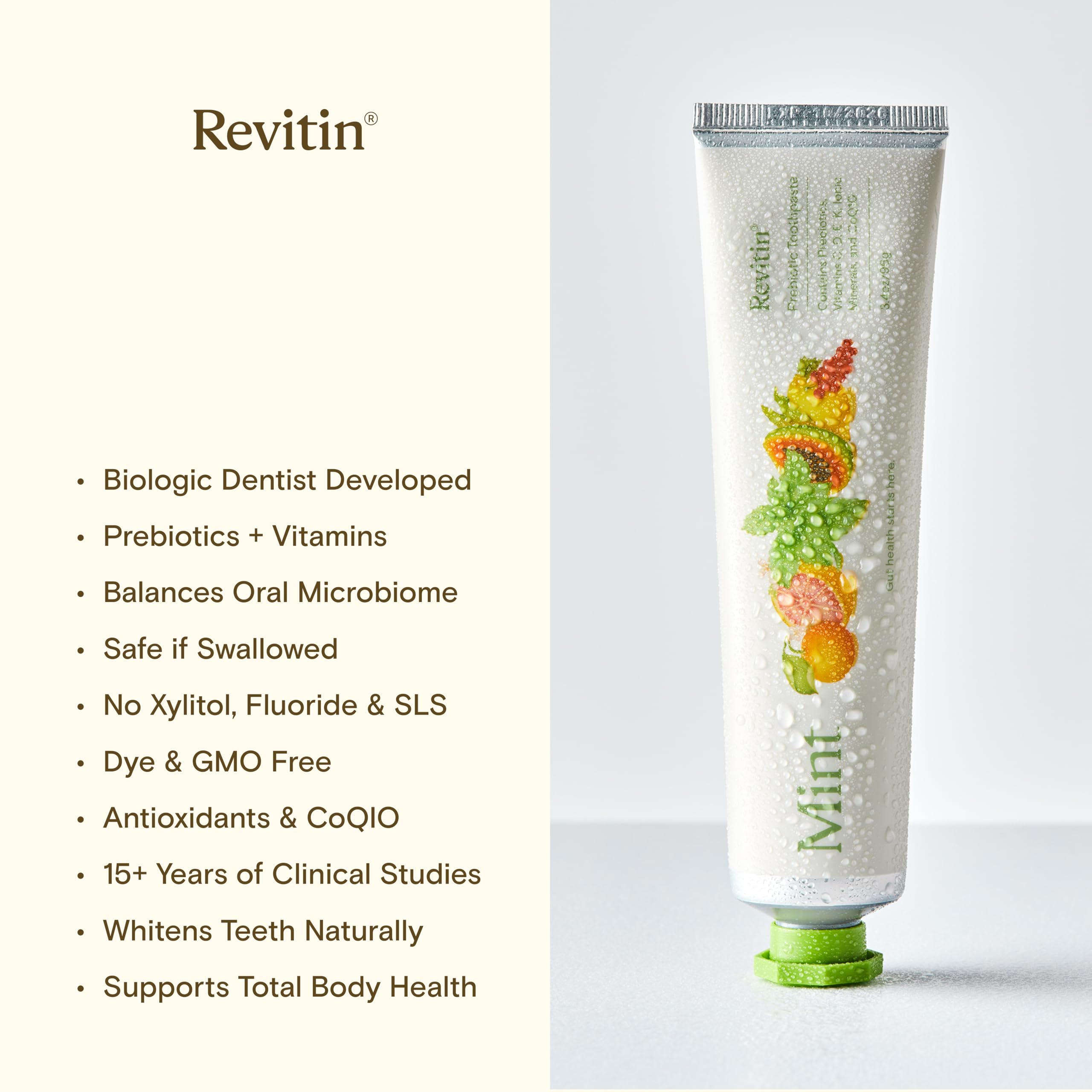 Revitin Toothpaste | Fluoride-Free Prebiotic Mint | Kid Approved