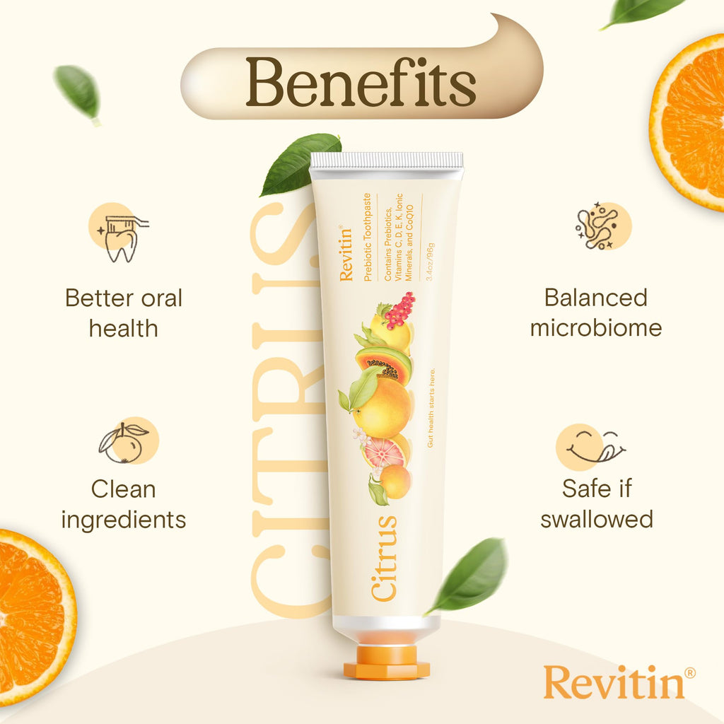 Revitin Toothpaste – Fluoride-Free Prebiotic Citrus Gel | Non-Toxic, Kid Approved | Pack of 3