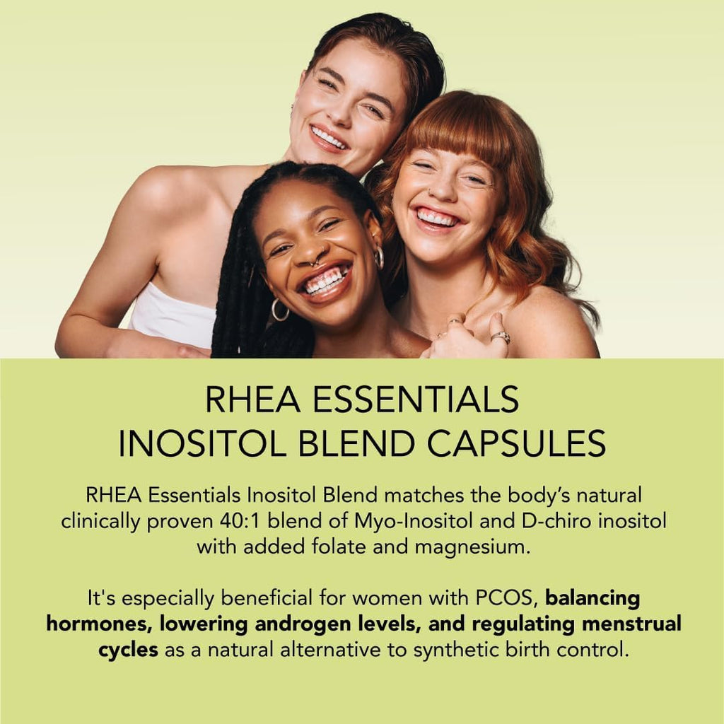 Rhea Inositol for Women - 60 Servings | 40:1 Myo-Inositol & D-Chiro Inositol, Folate & Magnesium