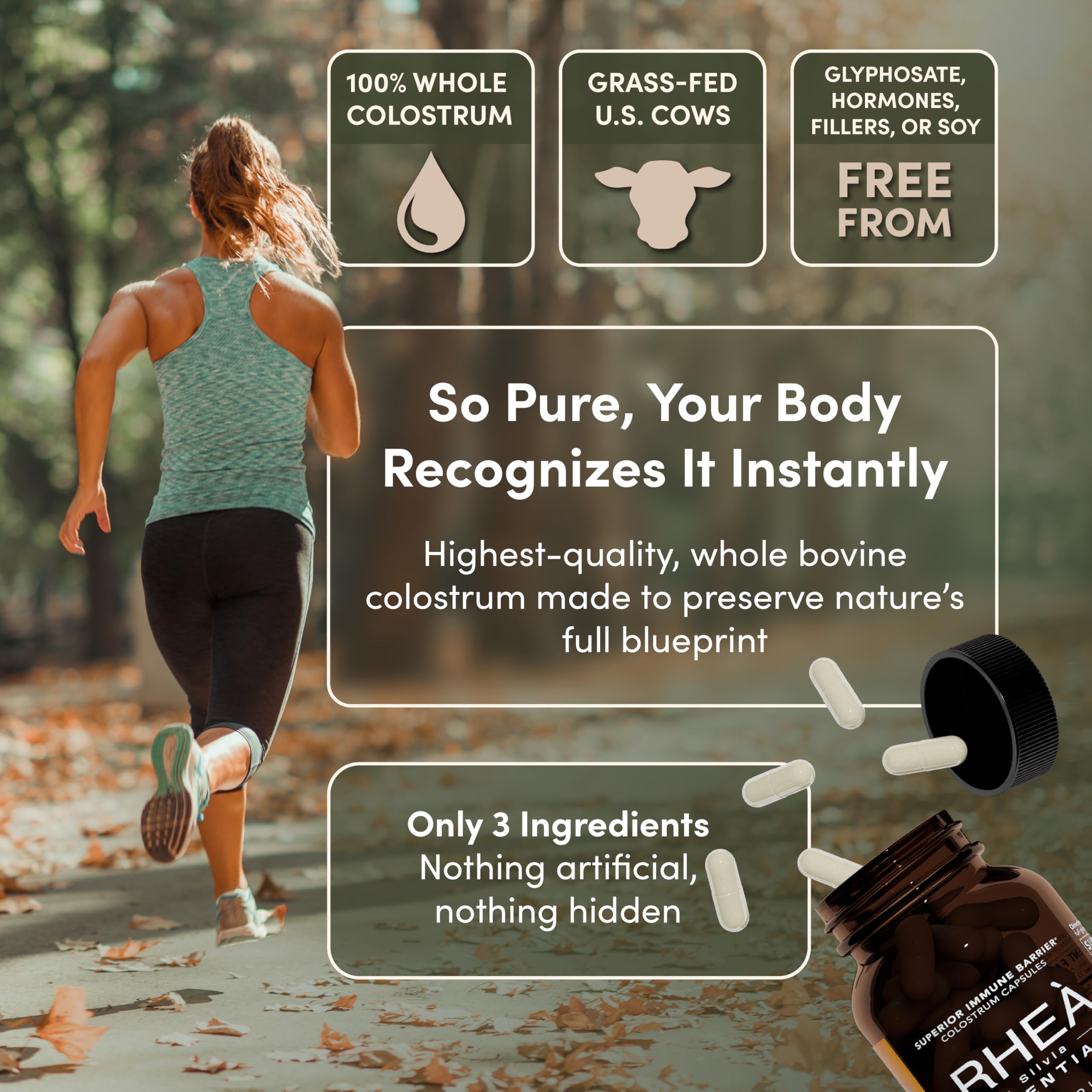 RHEASILVIA Rhea Bovine Colostrum Capsules for Women | Gut Health, Immune Support, Digestive Wellness