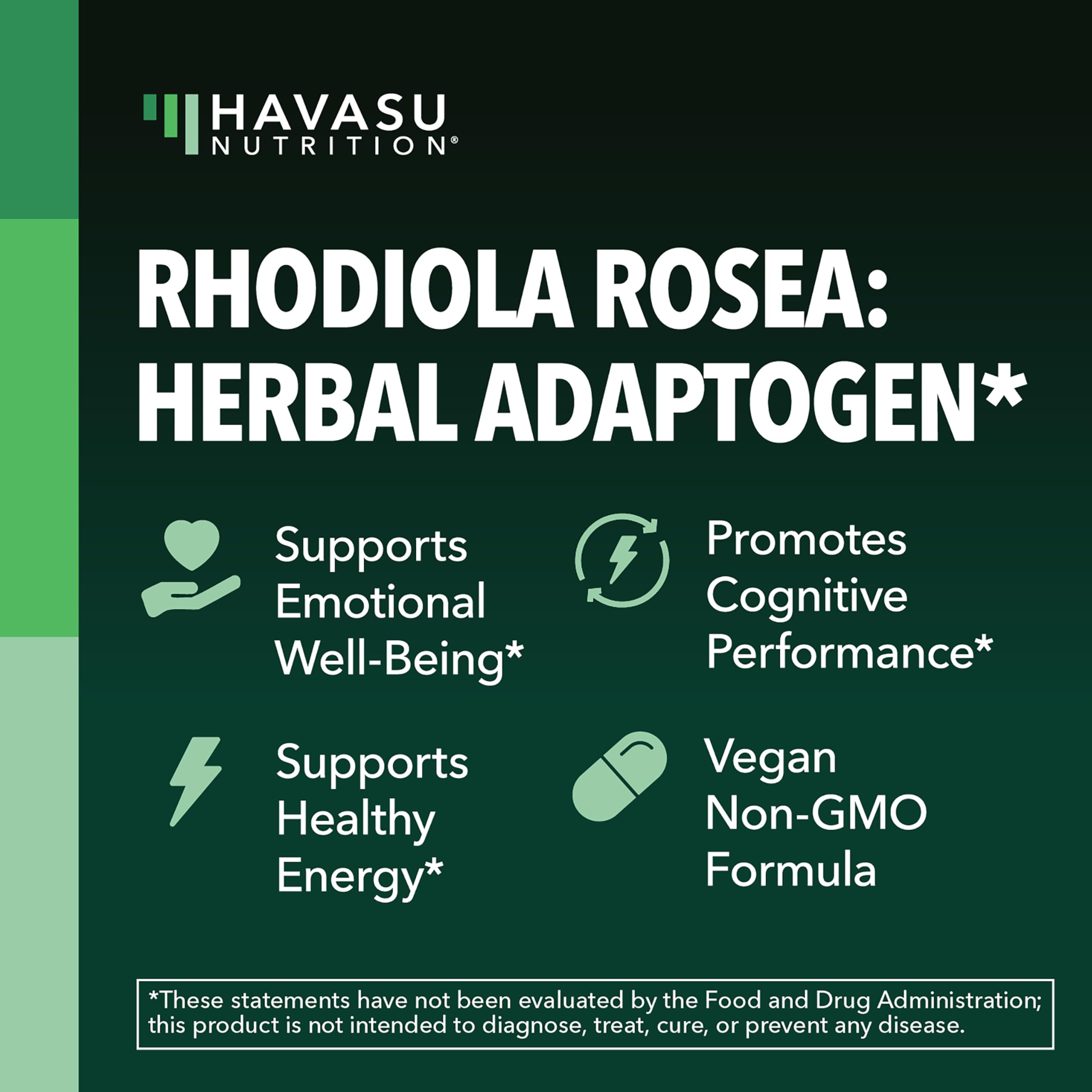 Rhodiola Rosea Supplement - 3% Salidrosides, 3:1 Rosavins, 60 Count | Vegan, Non-GMO, Gluten-Free
