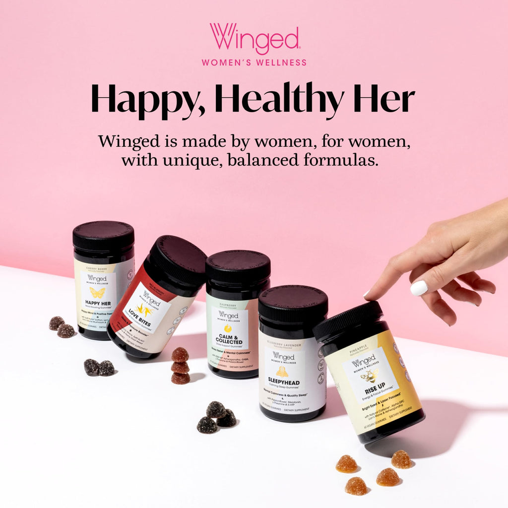 Winged Wellness Rise Up: Energy & Focus Gummies for Women | Pineapple, 60 Gummies