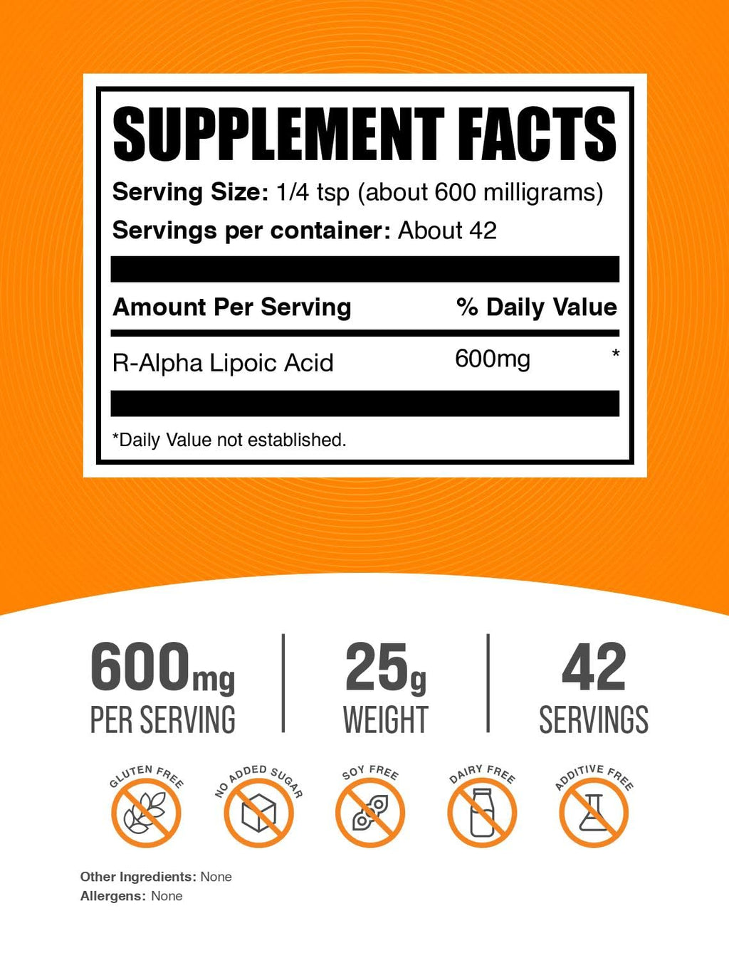R-Alpha Lipoic Acid Powder 200mg – R-ALA Supplement (25g) | Gluten Free