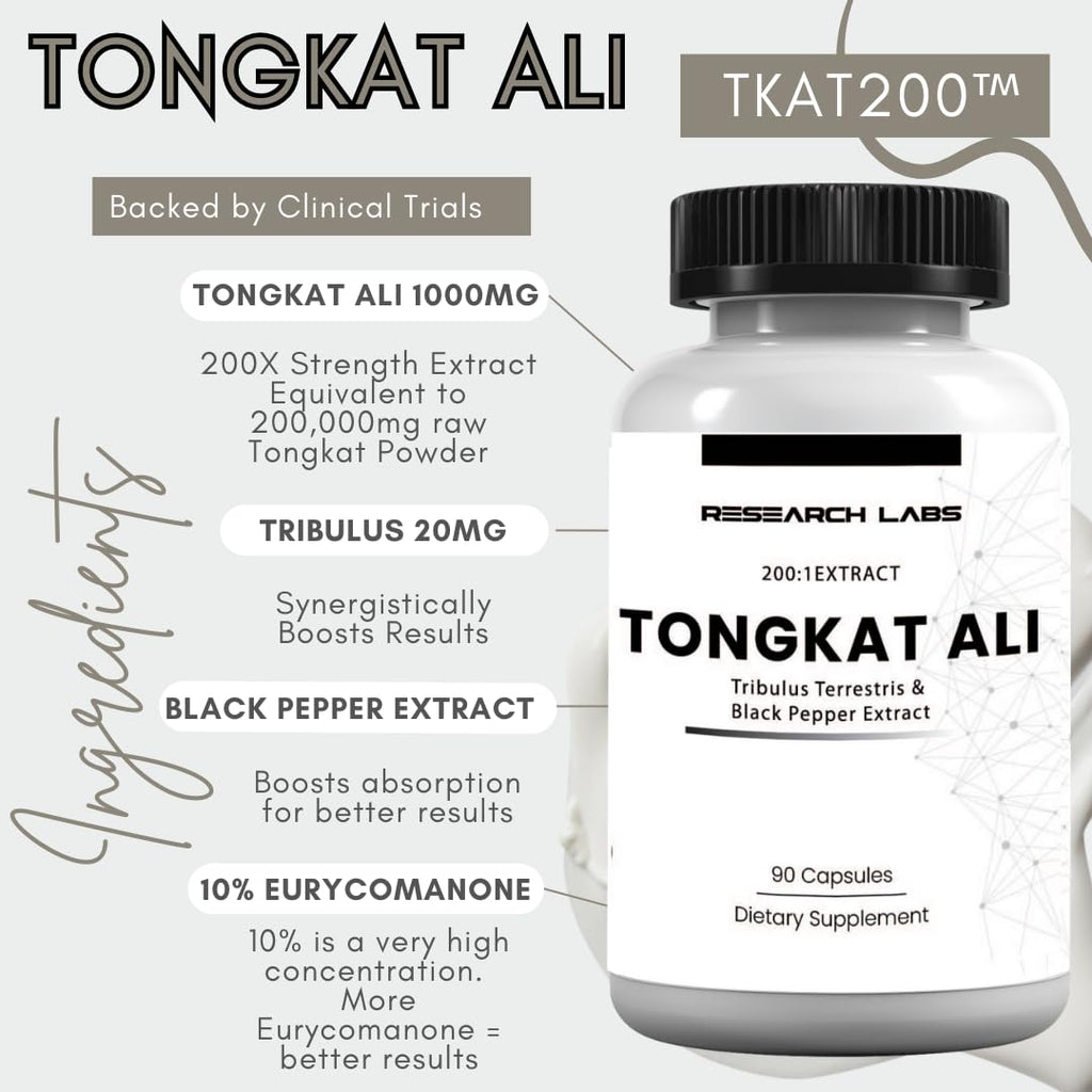Research Labs Longjack Tongkat Ali Extract Capsules 200x Strength | 200,000 mg | Strength, Drive, Performance & Muscle Mass (2)