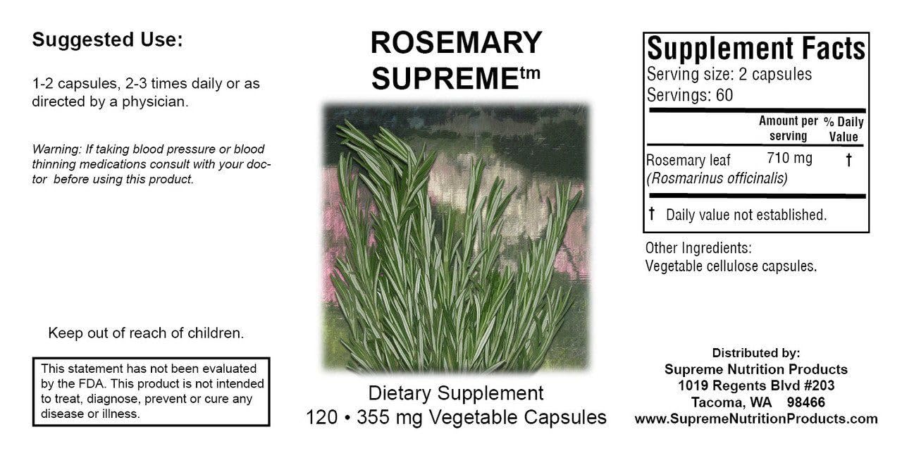 Supreme Nutrition Rosemary Supreme – 120 Pure Rosemary Vegetarian Capsules (2-Pack)