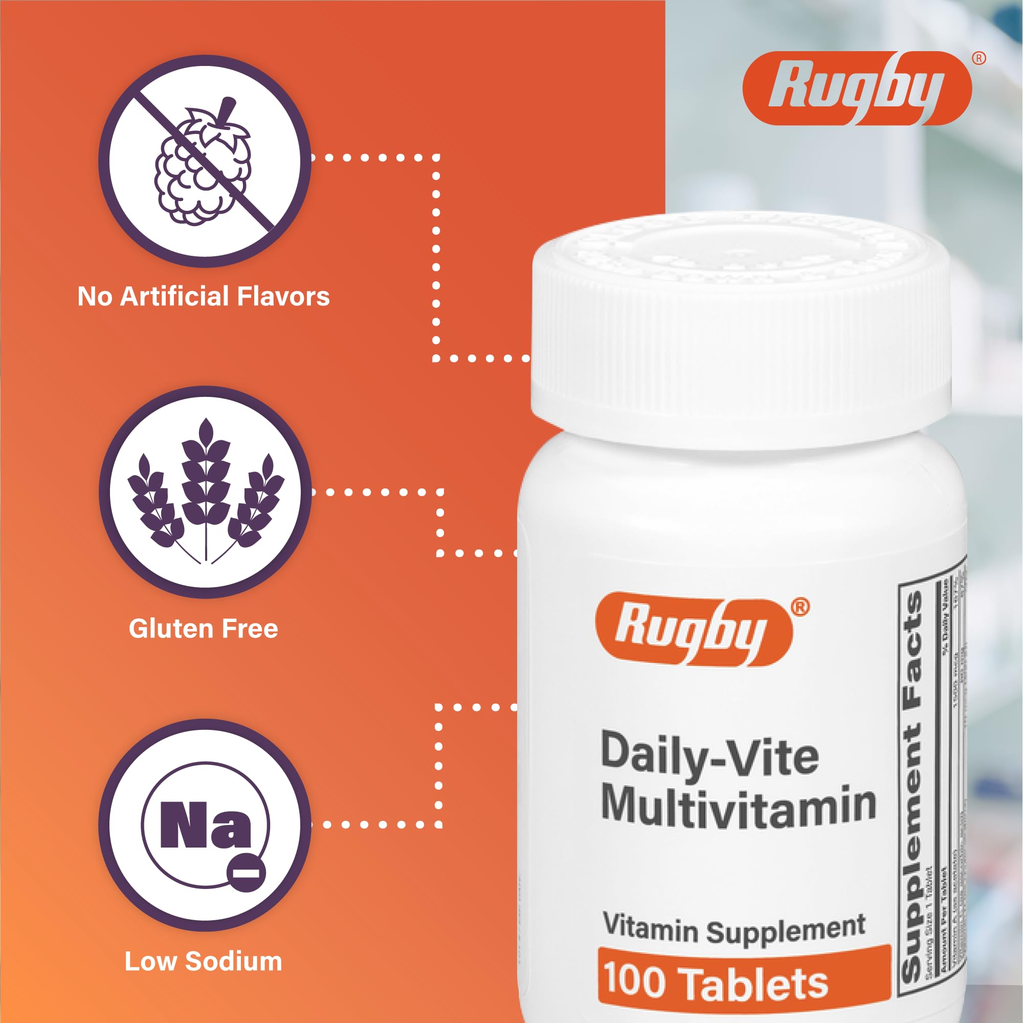 Rugby Daily-Vite Multivitamin - 100 Tablets (2 Pack) | Daily Vitamin Supplement