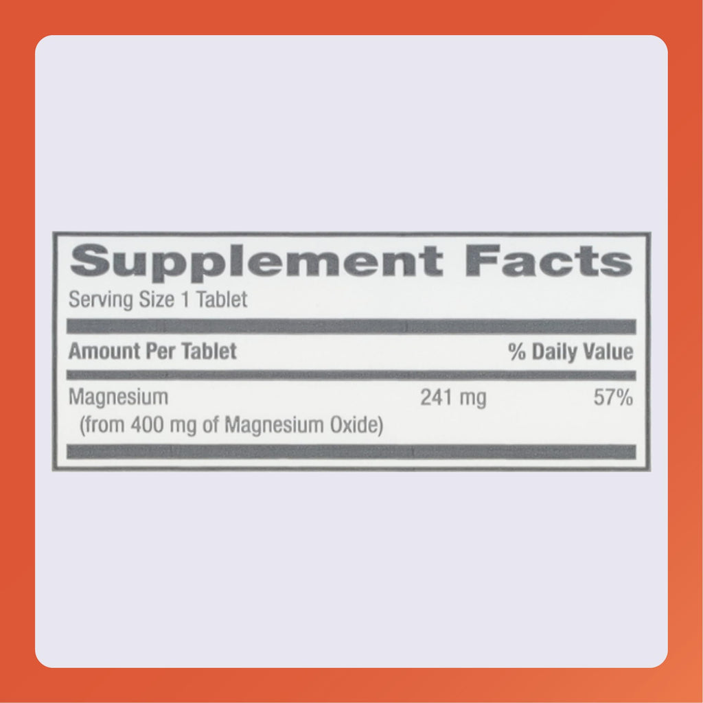 Rugby Magnesium Oxide 400 mg Tablets | Gluten-Free Dietary Supplement | 120 Count