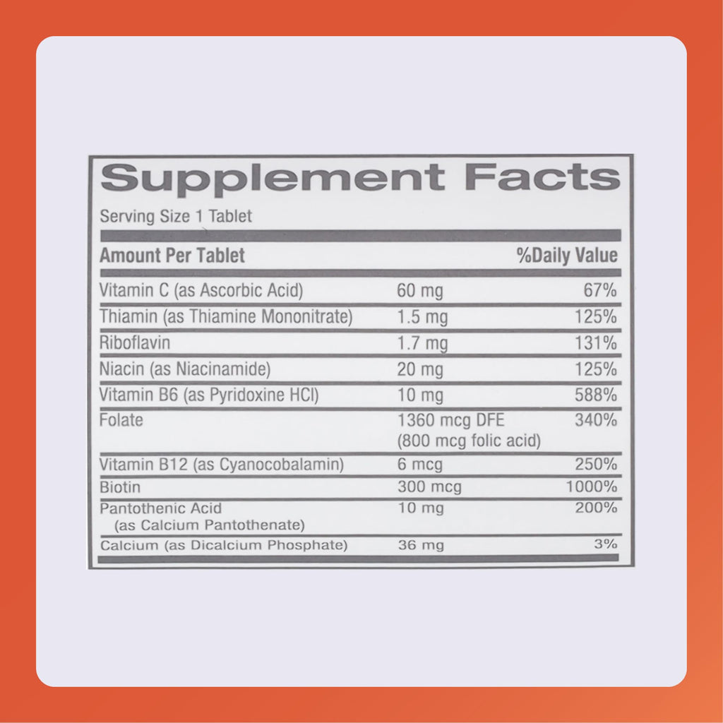 Rugby Nephro-Vite Vitamin B & C Complex Tablets - Dietary Supplement - 100 Count (2 Pack)