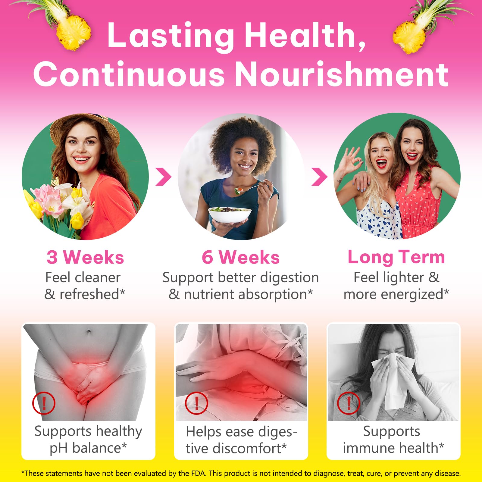 Rulviou Women's Probiotic Gummies for Vaginal Health | pH Balance & Immune Support - Pineapple Flavor, 60 Count