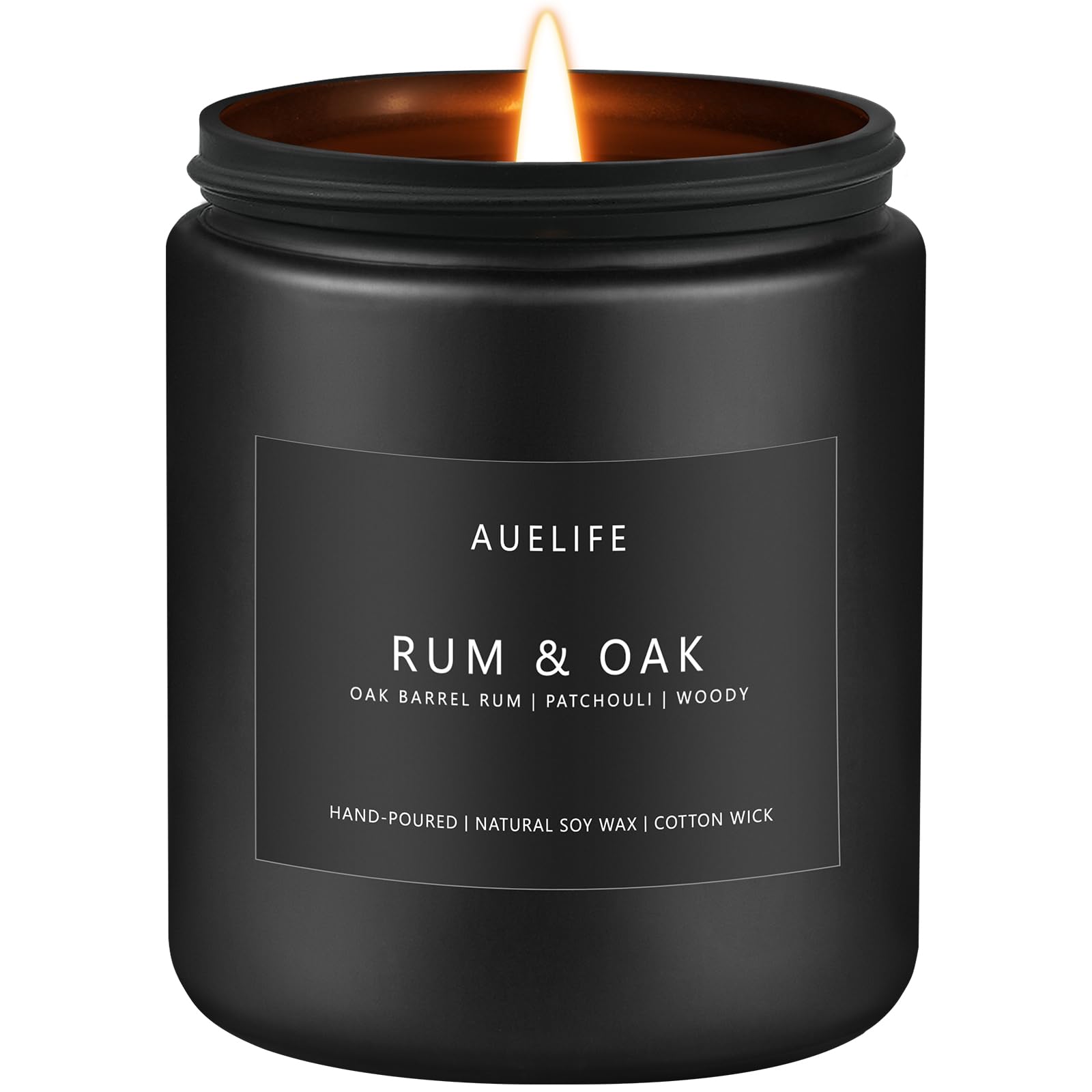 Rum & Oak Candle - Masculine Soy Candle in Black Jar (7oz)