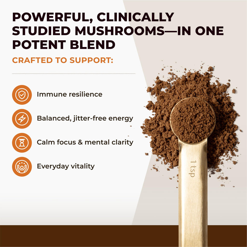 Naturealm Sacred 7 Mushroom Powder – 7-in-1 Blend (7 Month Supply) for Immune Support, Focus & Energy | Coffee Enhancer
